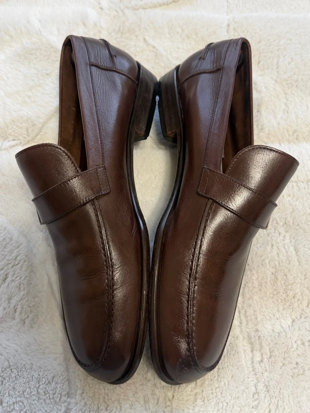 $795 Salvatore Ferragamo Brown Leather Strap Gancini Bit Loafers 8.5 D